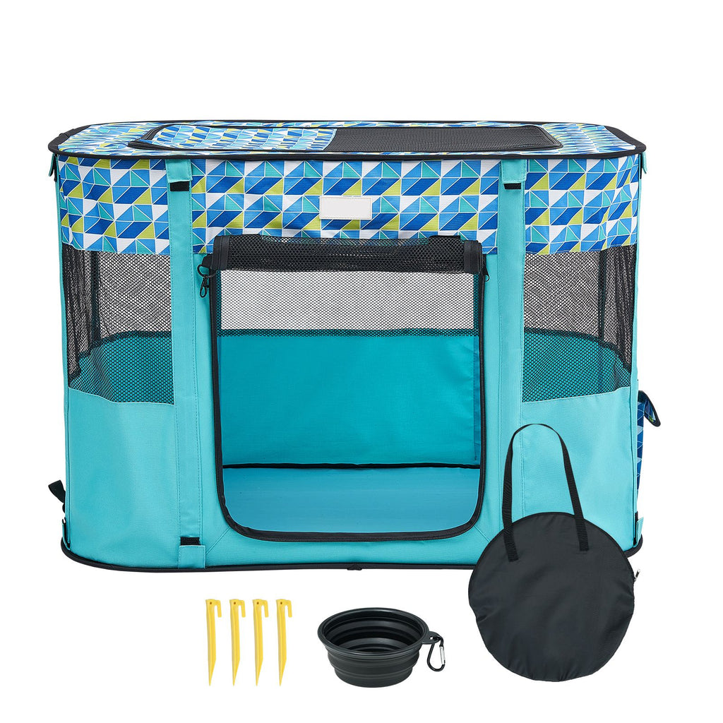 Foldable Pet Playpen, 32'' x 24'' x 22'' Portable Dog Playpen, Crate Kennel for Puppy, Dog, Cat, Waterproof 600D Oxford Cloth, Removable Zipper, for Indoor Outdoor Travel Camping (Rectangle, S)