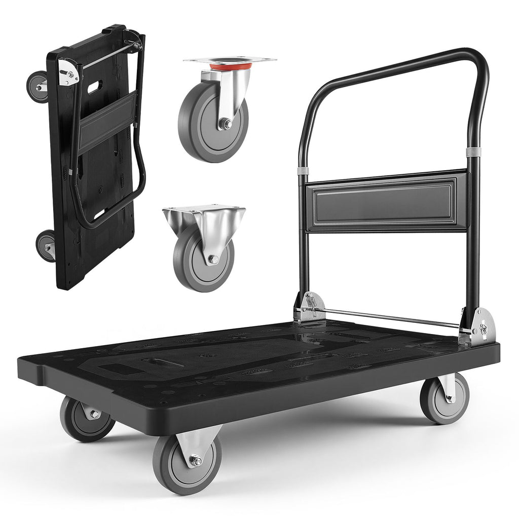 Foldable Push Cart Dolly, 1000 lbs Capacity, Folding Platform Truck with Swivel Wheels, Moving Platform Hand Truck Flatbed Cart, Space Saving Push Handle, for Easy Storage, 35.2 x 23.4 x 33.5 in
