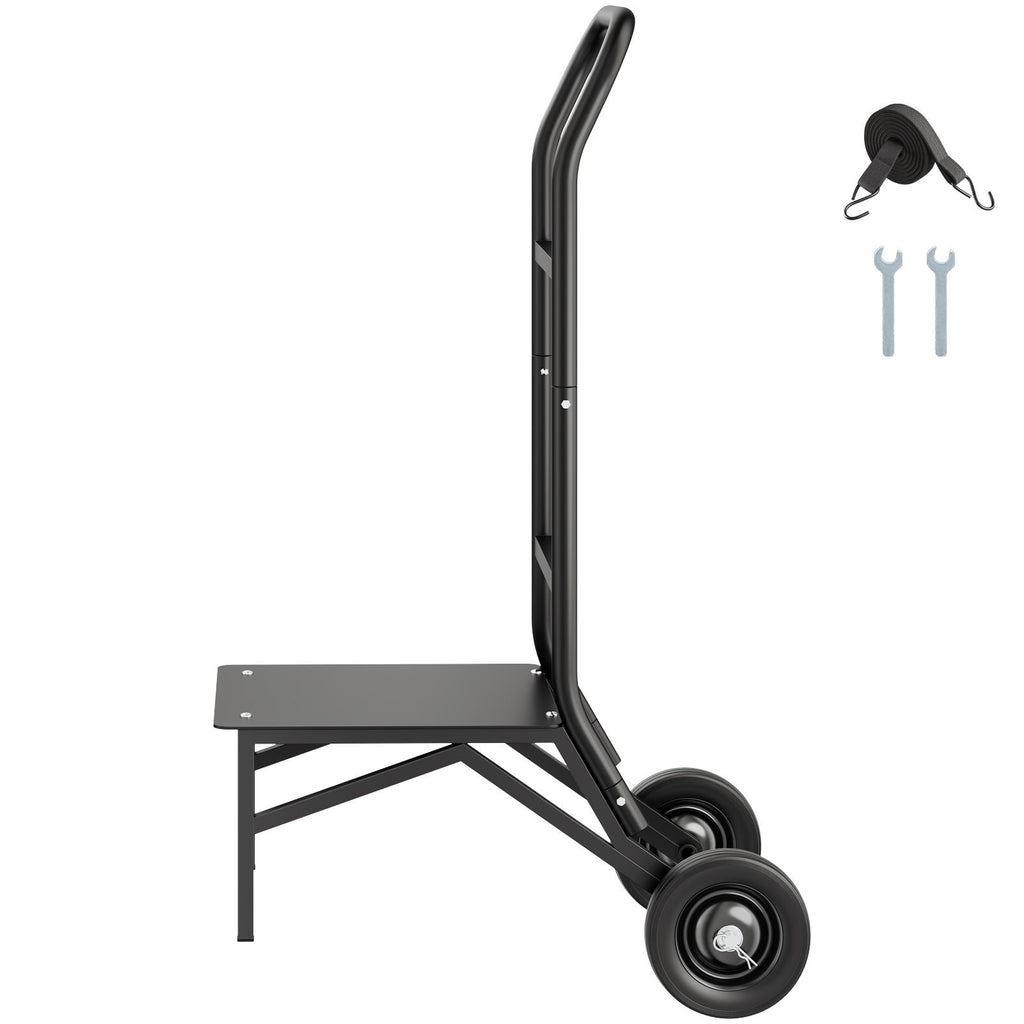 Folding Chair Rack, 150 LBS Capacity, Heavy-duty Chair Cart for Stacking 10 Chairs, Multi-Function Metal Chair Storage Dolly with Rubber Wheels, Push-Style Chair Holder, Matte Black