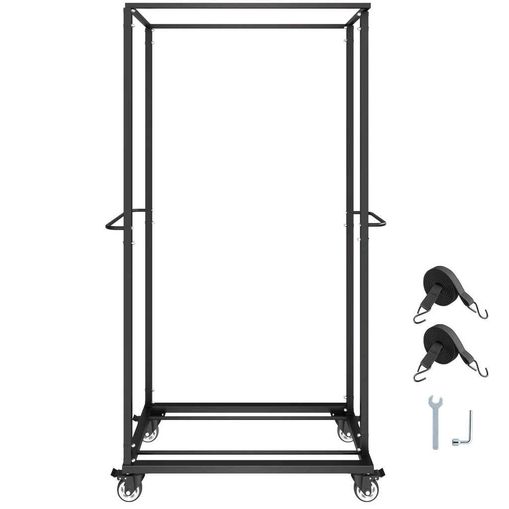 Folding Chair Rack, 500 LBS Capacity, Heavy-duty Chair Cart for 60 Chairs, Metal Chair Storage Dolly Chair Holder with Swivel Casters and Locking Wheels, for Party Event,Hotel,Matte Black