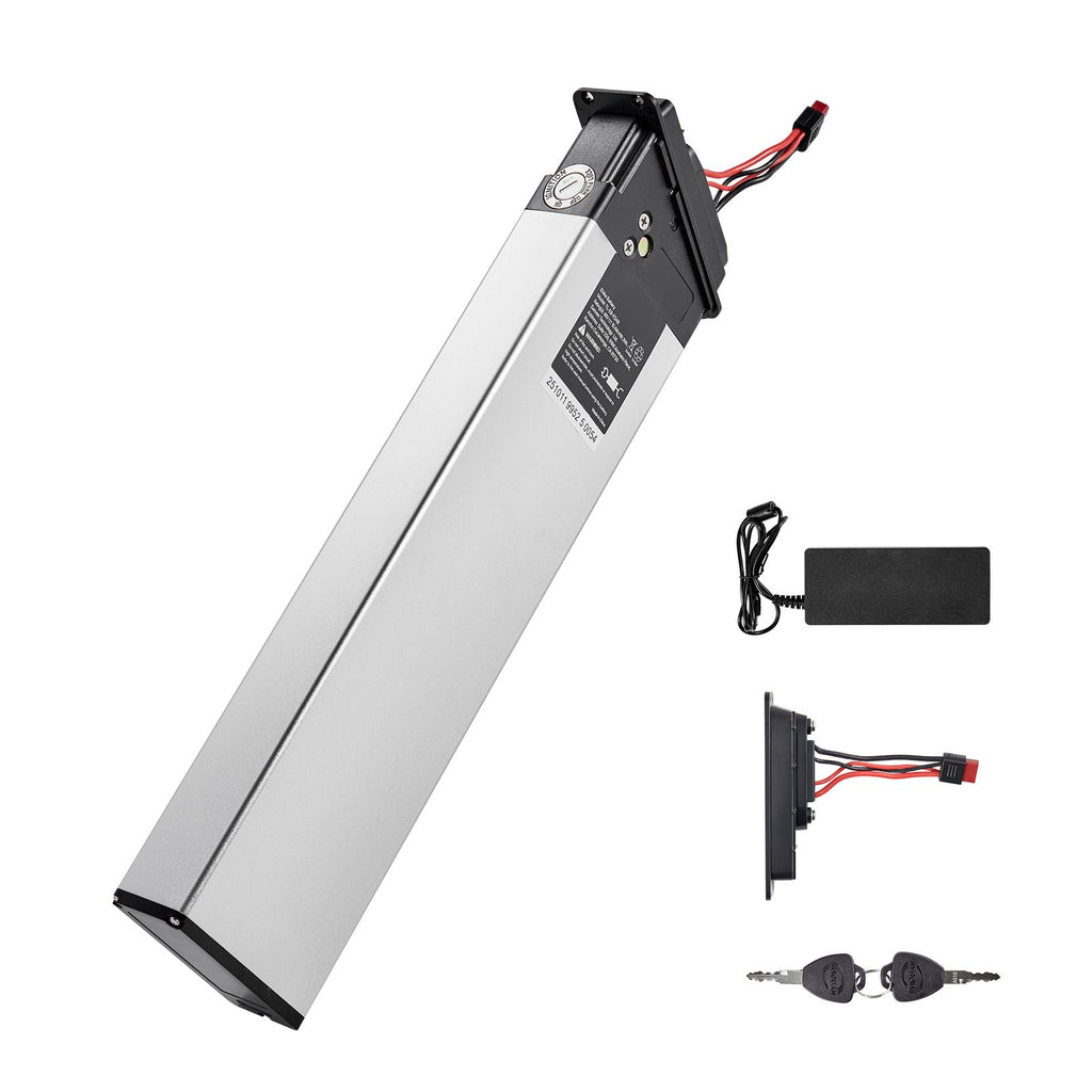 Folding Ebike Battery, 48V 10.4Ah Electric Bike Lithium Battery Pack with BMS, 3A Charger, Lock for 1000W E-Bike Motor, Detachable Electric Bicycle Replacement Kit with Handle & Discharge Socket