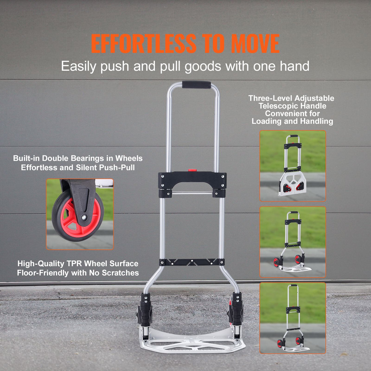 Folding Hand Truck and Dolly, 176 lbs Capacity, Aluminum Foldable C ...