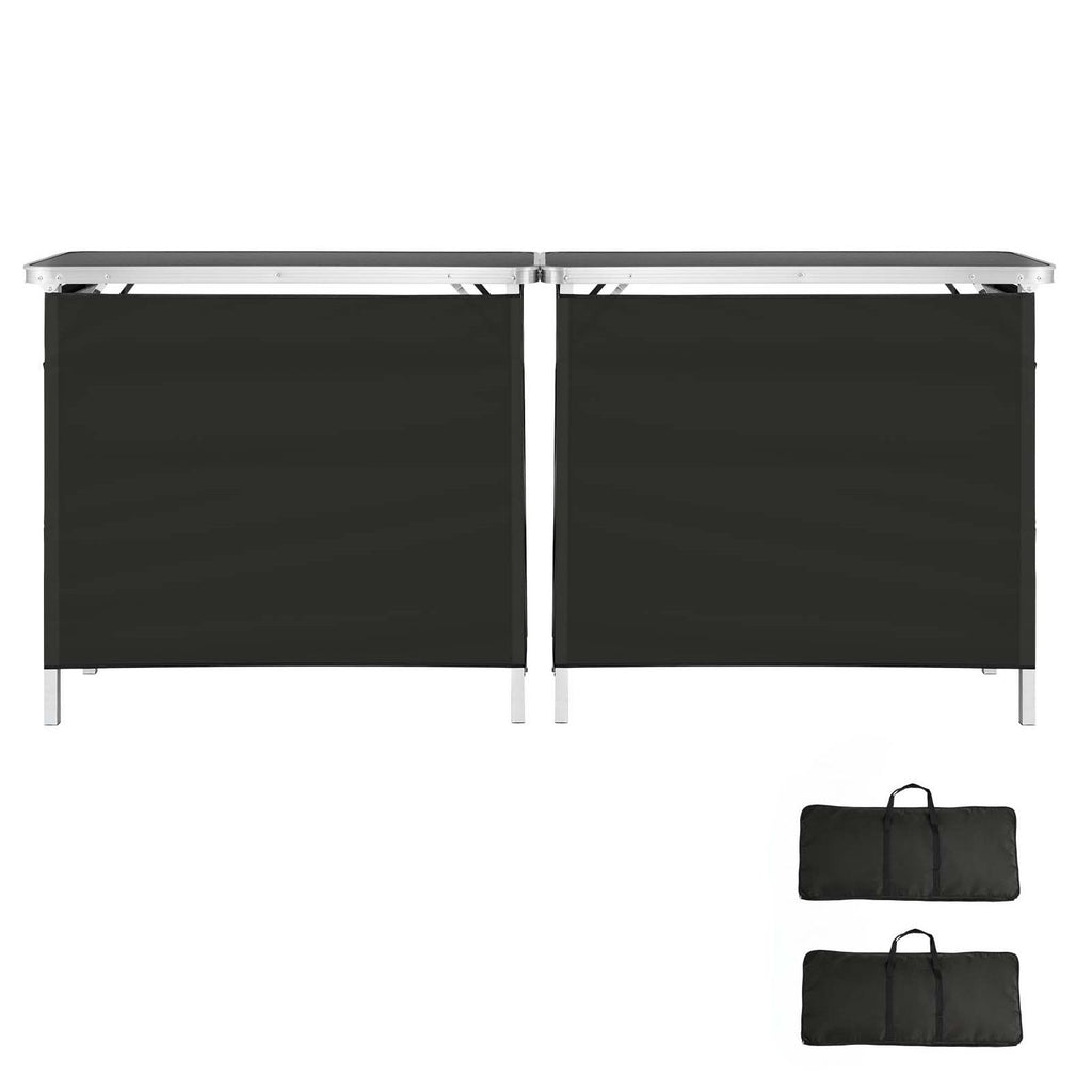 Folding Portable Bar Table, 2 pcs, 38.6 x 15.2 x 34.3 in, with Carry Bag, Storage Shelf, Detachable Skirt, Quick and Easy Setup, Foldable Mobile Bartending Station for Events, Party, Tradeshow