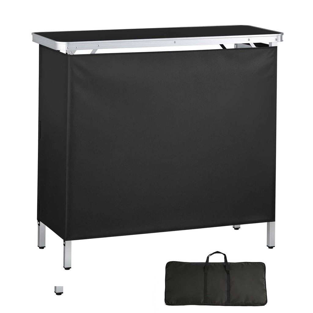 Folding Portable Bar Table, 38.6 x 15.2 x 34.3 in, with Carry Bag, Storage Shelf, and Detachable Skirt, Quick and Easy Setup, Foldable Mobile Bartending Station for Events, Party, Tradeshow