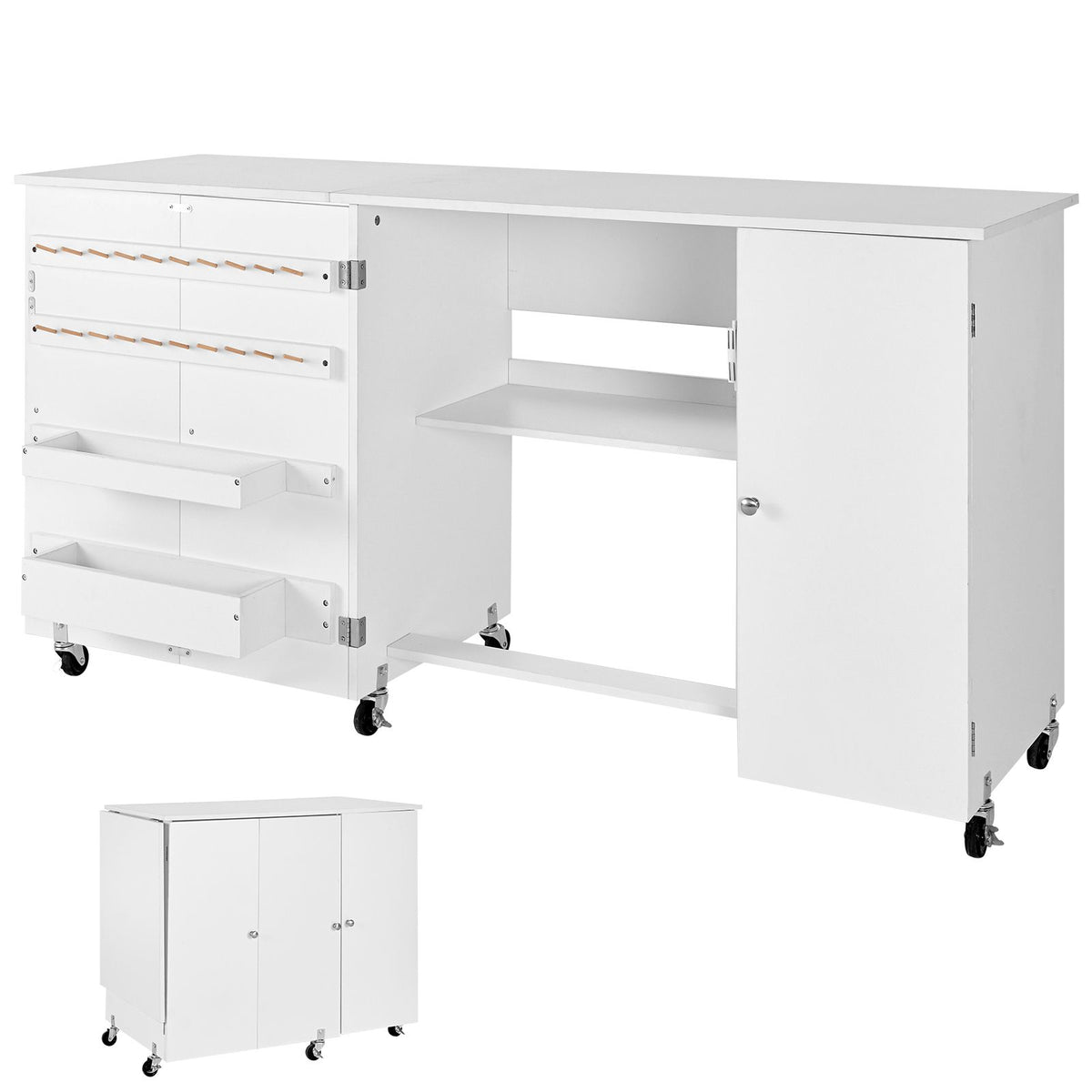 Folding Sewing Table, Multipurpose Sewing Machine Table with Cabine ...