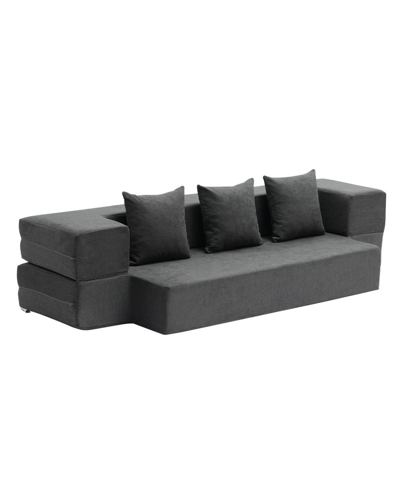 Folding Sofa Bed, 3-in-1 Foldable Couch Bed with 3 Pillows and Washable Cover, 25D High Density Memory Foam Convertible Sleeper Chair Bed, Futon Couch for Living Room, Bedroom, Dark Grey(Twin)