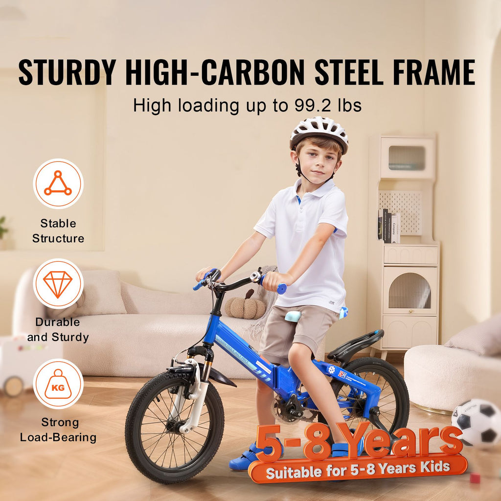 Folding Toddler Balance Bike, 16" High-Carbon Steel Kids Bike with Adjustable Seat & Handlebar, Inflatable Tires, Portable Kids Balance Bicycle Gift for 5-8 Years Boys Girls, 99LBS Support image 2