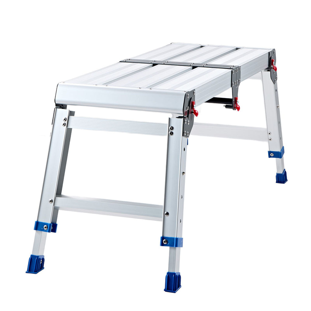 Folding Work Platform, Adjustable Height 14.2-20 in, 500 lbs Capacity Aluminum Step Stool, Heavy Duty Non-Slip Platform Ladder, Portable Work Bench for Painting, Cleaning, Home & Professional