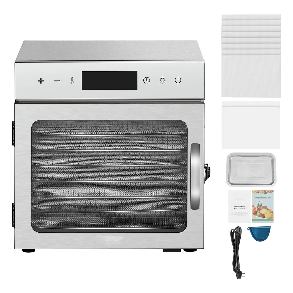 Food Dehydrator Machine, 8 Stainless Steel Trays, 400W Electric Food Dryer with Adjustable Temperature & 24-Hour Timer, Heated Dryer for Jerky, Meat, Fruit, Vegetables, Herbs, Dog Treats