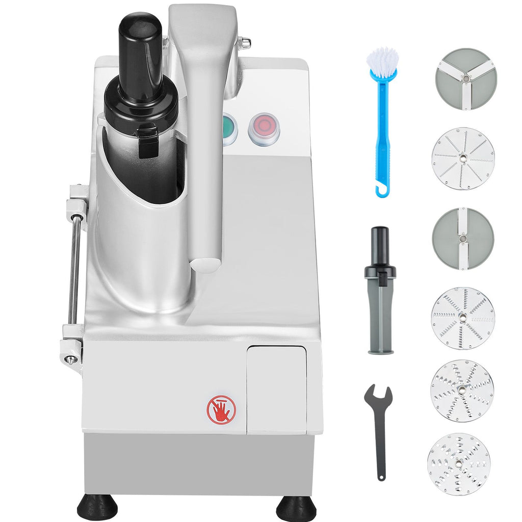 Food Processor & Vegetable Chopper, 2 Feeding Holes Food-Grade Stainless Steel Food Processor Chopper with Detachable 6 Blades, 3mm/5mm/7mm/10mm Shredder, 2mm/4mm Slicer, for Vegetables, Fruit