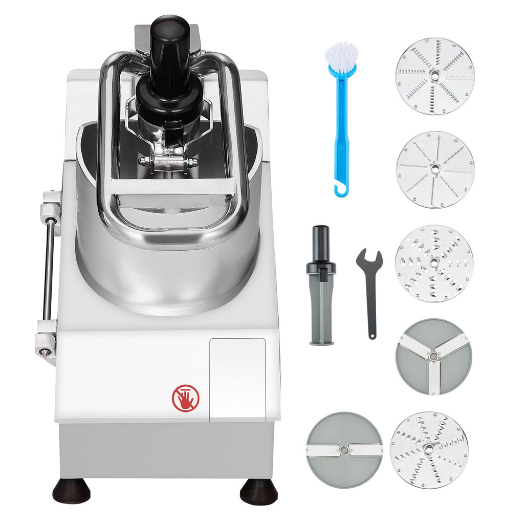 Food Processor & Vegetable Chopper, 2 Feeding Holes Food-Grade Stainless Steel Food Processor Chopper with Detachable 6 Blades, 3mm/5mm/7mm/10mm Shredder, 2mm/4mm Slicer, for Vegetables, Fruit