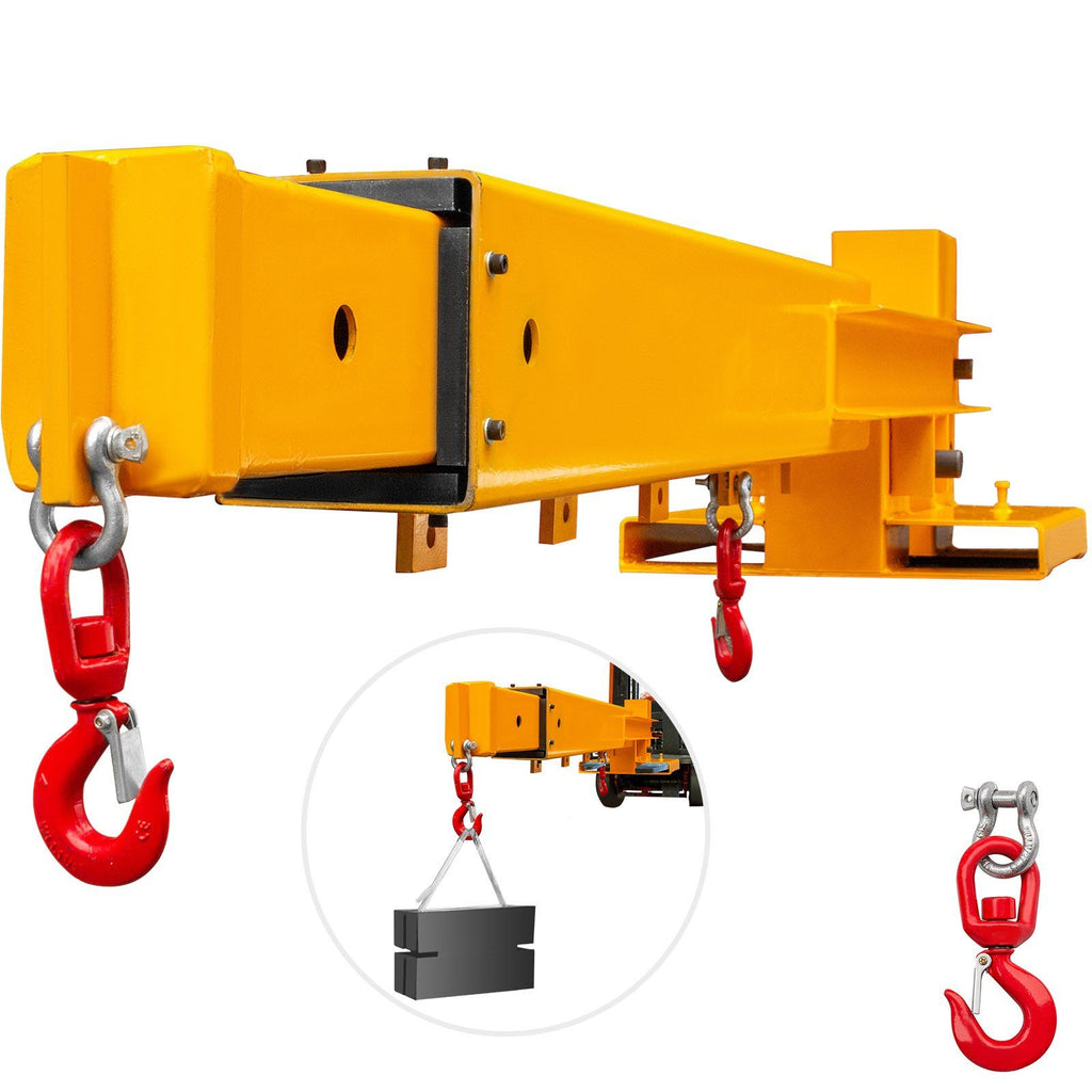Forklift Mobile Crane 6000lbs/3T Capacity, Forklift Crane Attachment 2 Hooks, Forklift Lifting Hoist with Truss Jib Boom, Forklift Extension, Forklift Boom Attachment Towing Handling Equipment