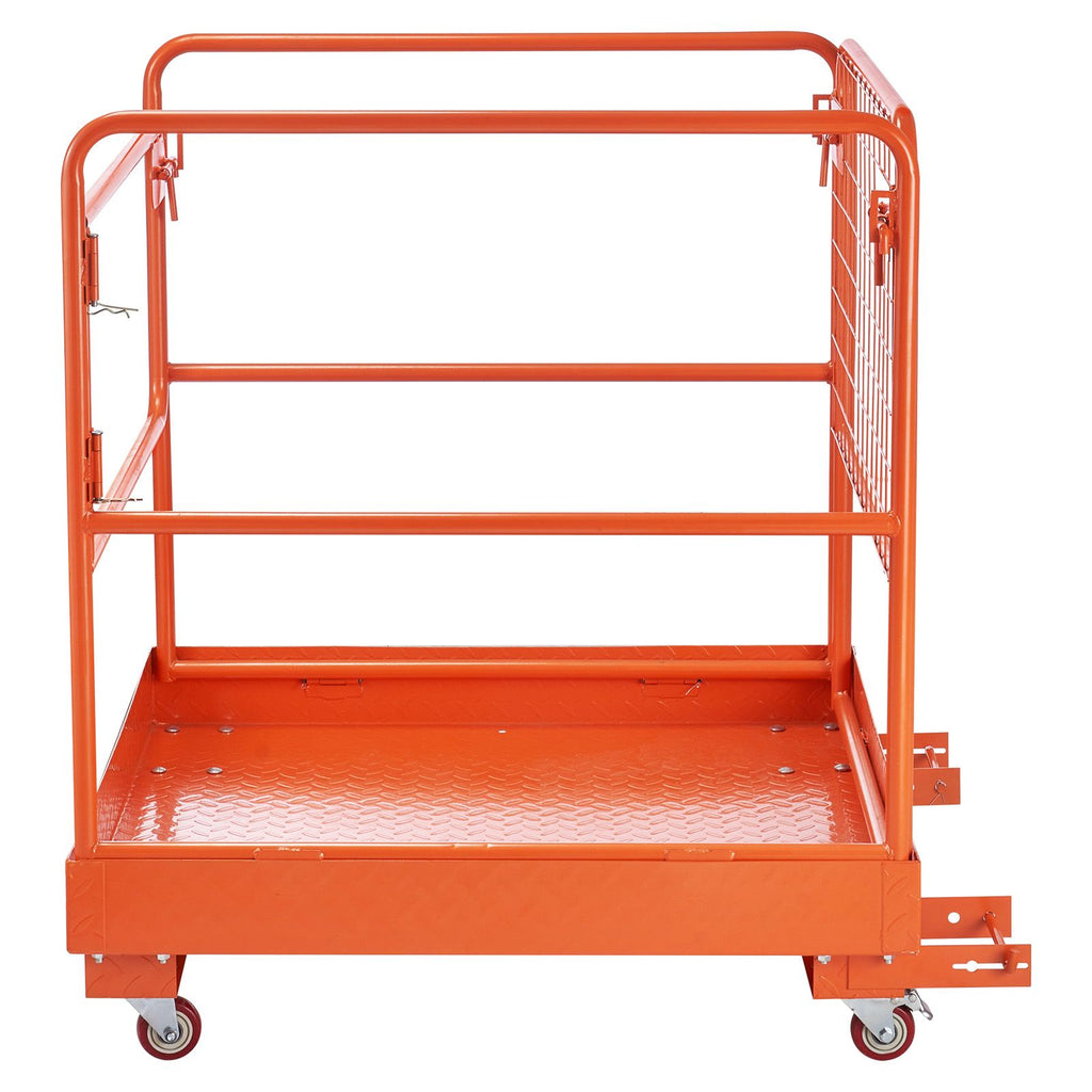 Forklift Safety Cage, 36.6 x 36.6 Inch, Forklift Man Basket with 4 Wheels, 1200 lbs Capacity, Heavy Duty Work Platform, Collapsible Lift Basket Safety Set, for Most Aerial Jobs Lifting Loader