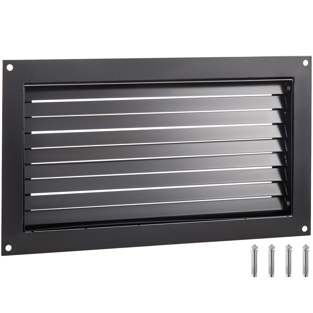 Foundation Flood Vent, 8\" Height x 16\" Width Flood Vent, to Reduce Foundation Damage and Flood Risk, Black, Wall Mounted Flood Vent, for Garages & Full Height Enclosures