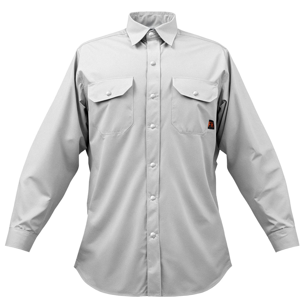 FR Shirts for Men, 7oz. Flame Resistant Welding Jacket, Machine Washable Cotton Heat-Resistant Welding Shirt, Meets ATPV 9.2 Cal/cm² Arc Rating - L Size