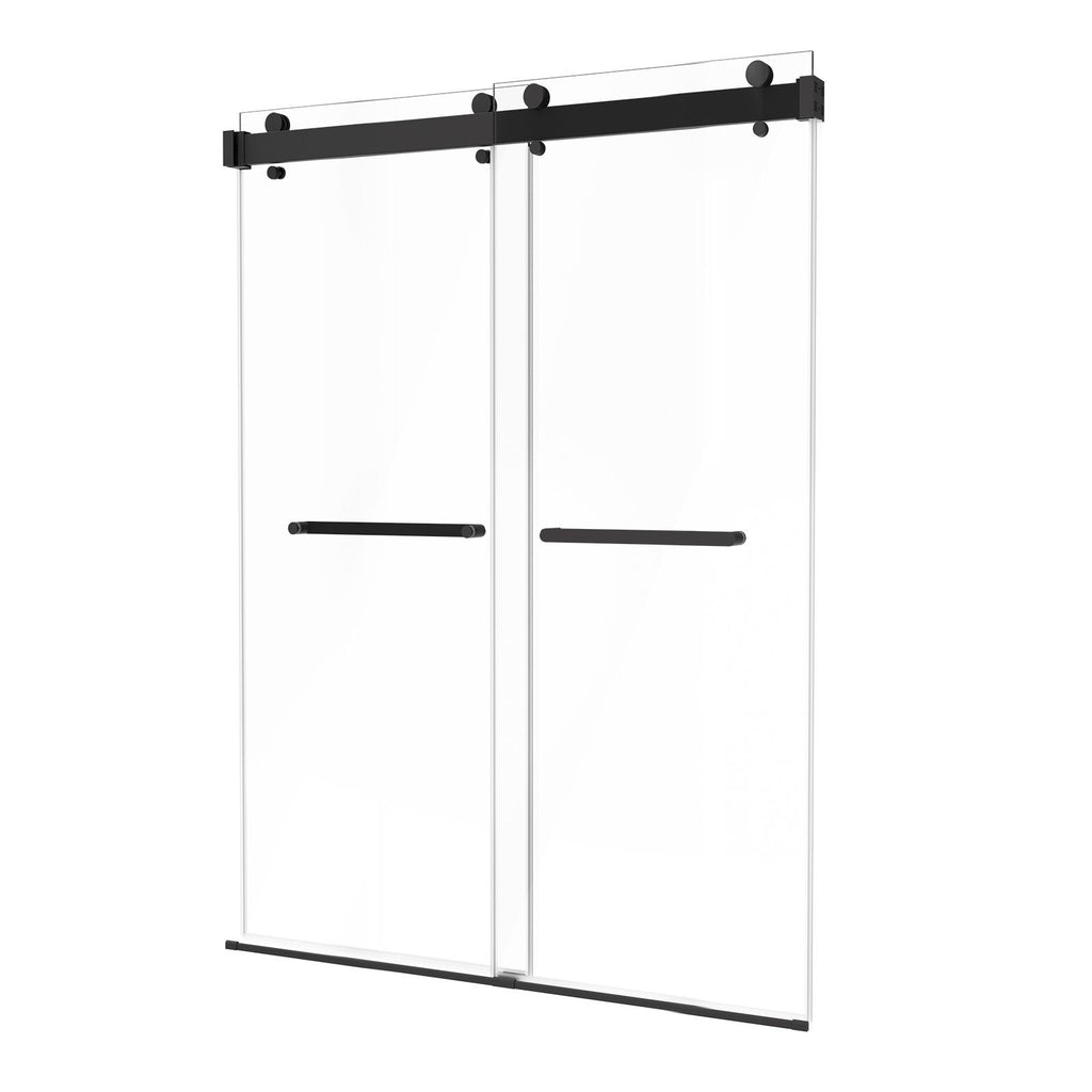 Frameless Shower Door, 48" W x 76" H, Shower Sliding Glass Door with 3/8" (10 mm) Thick Clear Tempered Glass, Noiseless Shatterproof Nano Coating, with Rail, Seal Strip and Hardware Kit