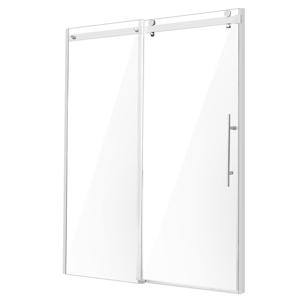 Frameless Shower Door, 58-59 W x 75 H in, Shower Sliding Glass Door with 5/16 in(8mm) Clear SGCC Tempered Glass, Waterproof Shatterproof NANO Stainproof with Stainless Steel Hardware, Chrome