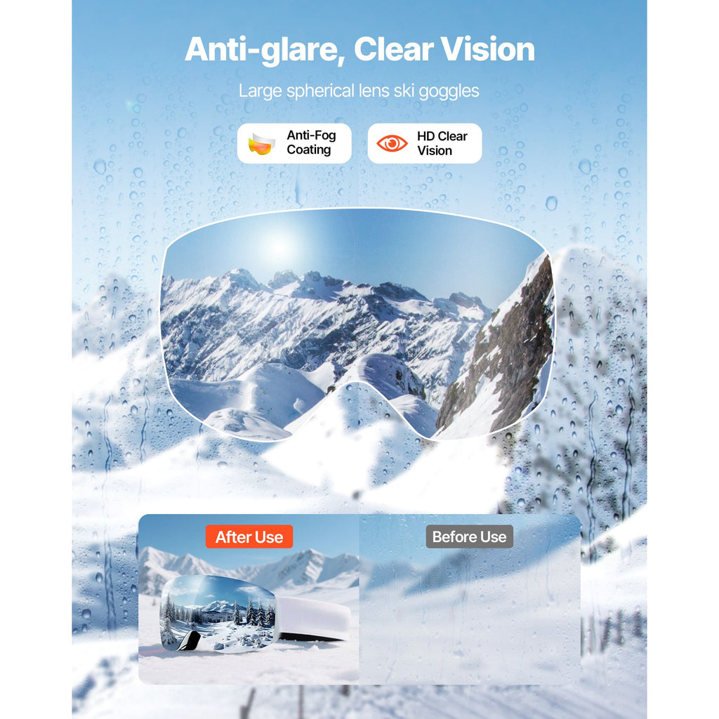 Frameless Ski Goggles, Spherical Lens with Pink Revo Coating, OTG Anti fog Snow Goggles for Men Women Youth, TPU Frame & Ventilation Structure, Suitable for Skiing, Skating, Snowboarding image 2