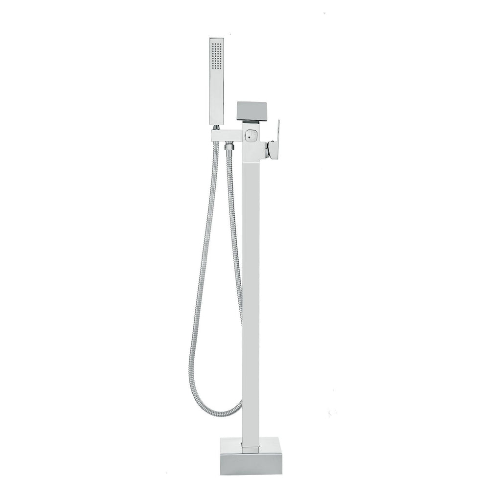 Freestanding Bathtub Faucet, Floor Mount, Freestanding Tub Filler, Shower Mixer Taps, Two Water Modes, 360° Swivel Spout, for Bathing & Showering Pet Bathing Cleaning Drains Toilet Flushing