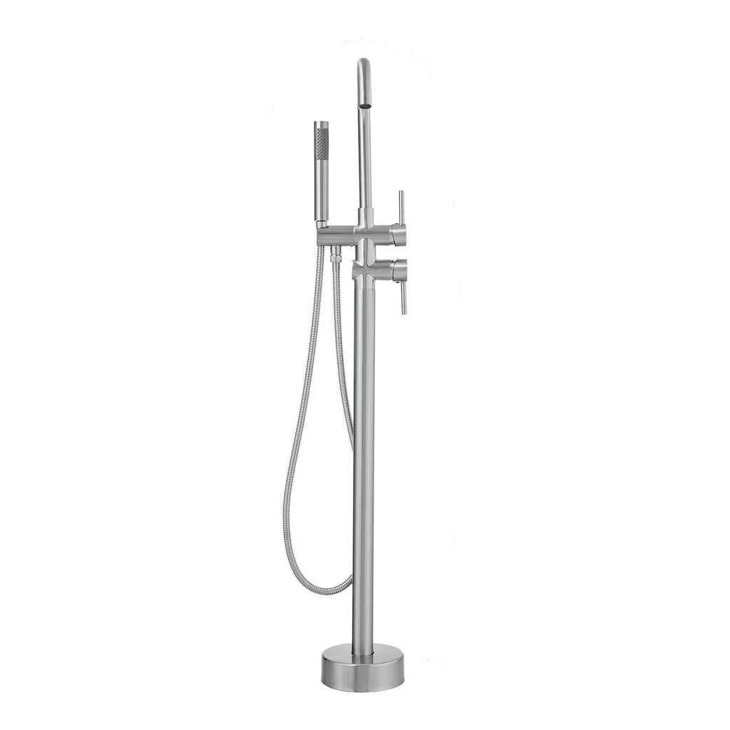 Freestanding Bathtub Faucet, Floor Mount, Freestanding Tub Filler, Shower Mixer Taps, Two Water Modes, 360° Swivel Spout, for Bathing & Showering Pet Bathing Cleaning Drains Toilet Flushing