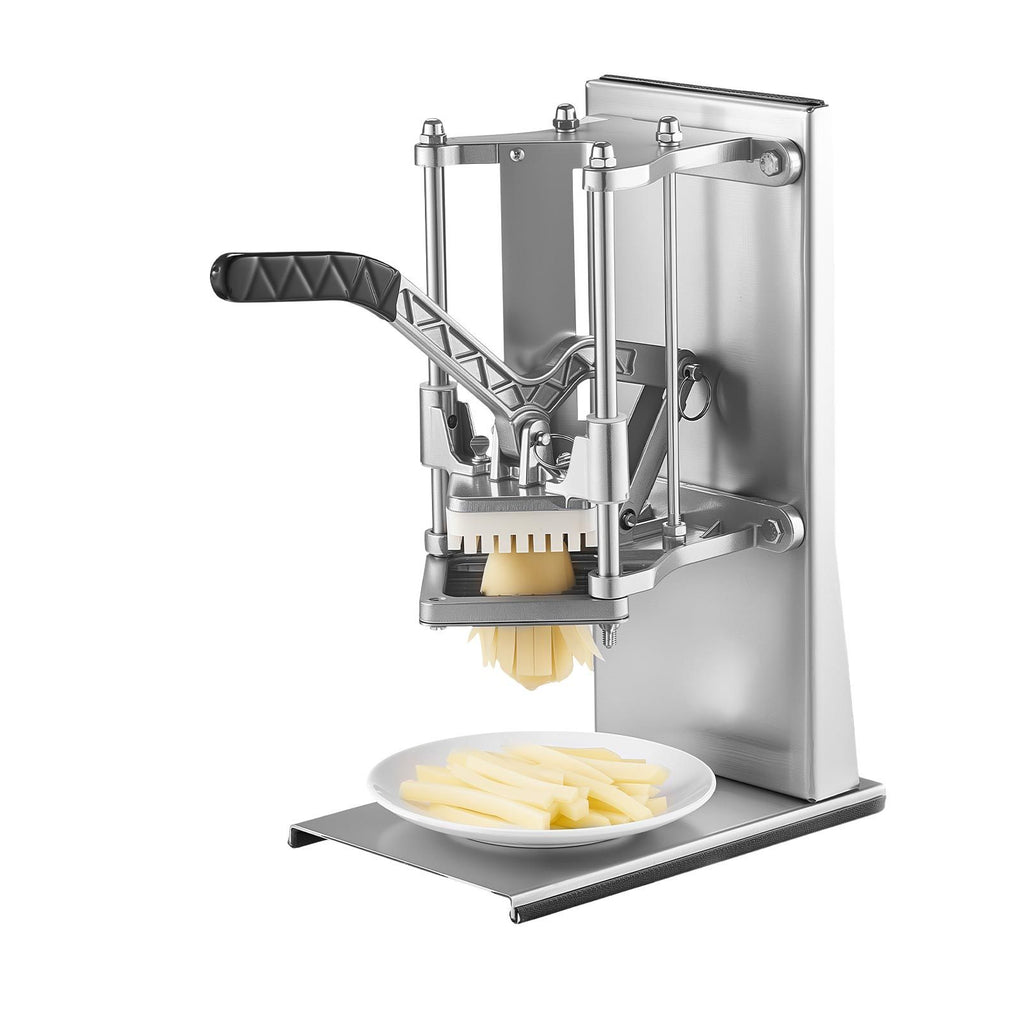 French Fry Cutter, Commercial Vegetable Chopper with 4 Blades - 1/4", 3/8", 6-Wedge Slicer & Apple Corer - Wall Mount Stainless Steel Potato Cutter, for Home & Restaurant Use