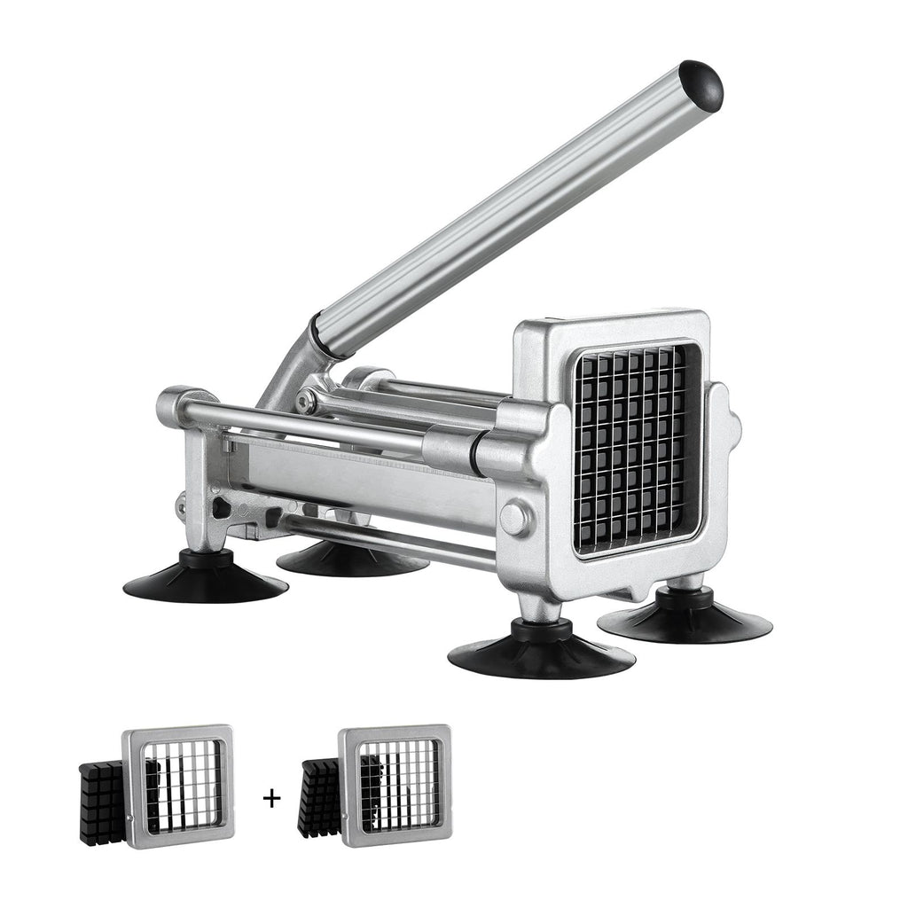 French Fry Cutter, Potato Slicer with 1/2-Inch and 3/8-Inch Stainless Steel Blades, Manual Potato Cutter Chopper with Suction Cups, Great for Potato, French Fries, Cucumber, Vegetables, Carrot
