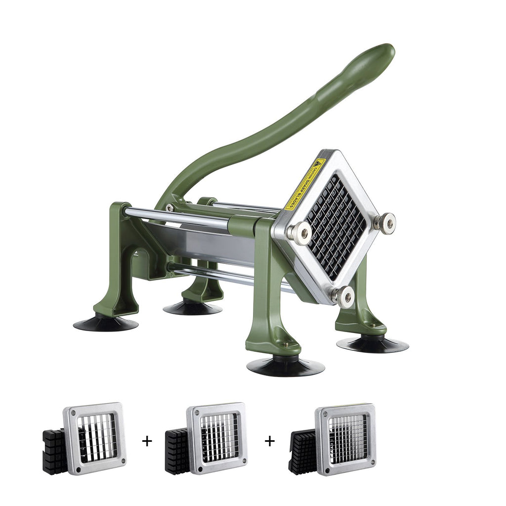 French Fry Cutter, Potato Slicer with 1/2-Inch and 3/8-Inch Stainless Steel Blades, Manual Potato Cutter Chopper with Suction Cups, Great for Potato, French Fries, Cucumber, Vegetables, Carrot