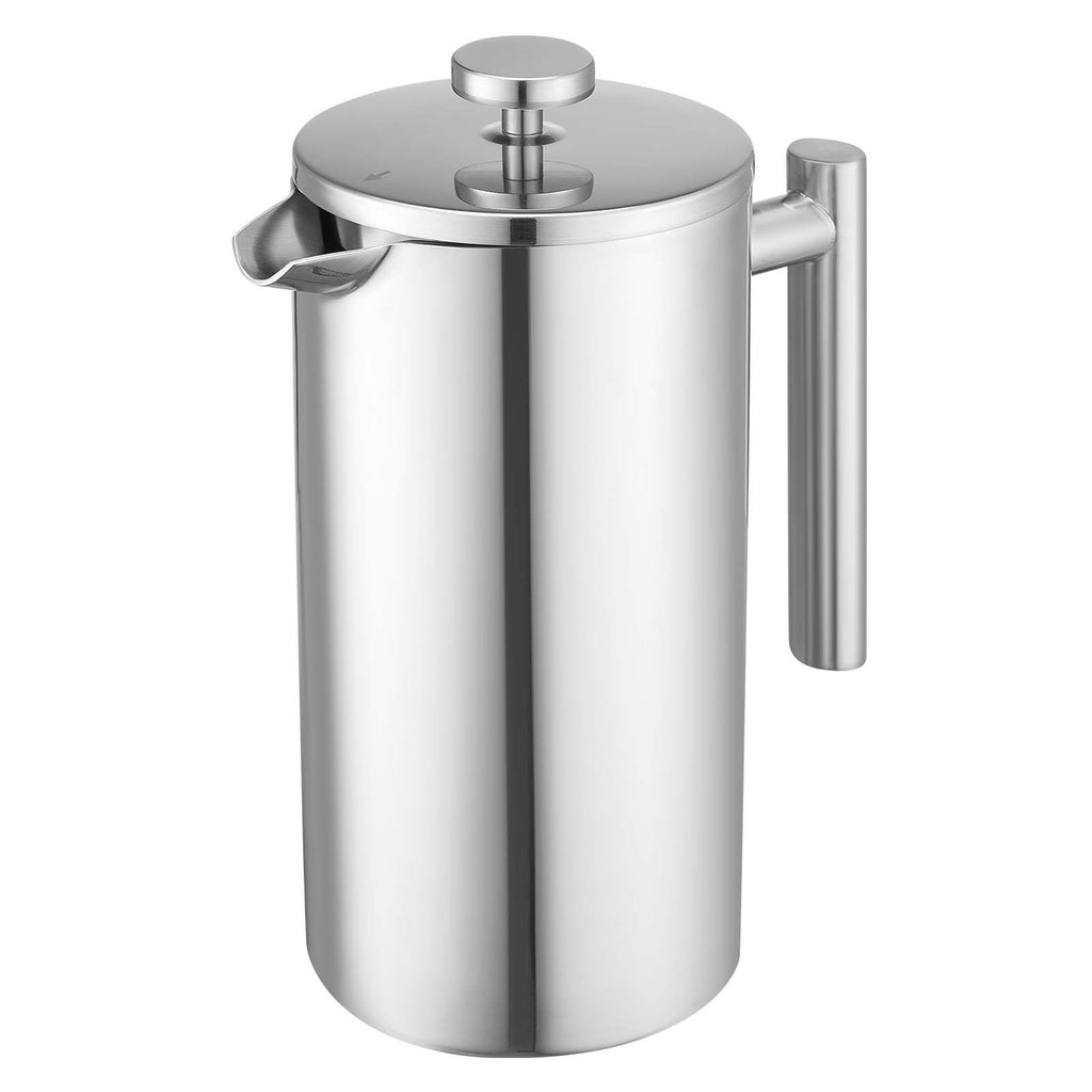 French Press Coffee Maker, 51 Ounce 1.5 Liter Stainless Steel Coffee Press Tea Maker with Filter, Large Double Wall Insulated French Presses Cold Brew for Camping Travel Home Kitchen, Silver