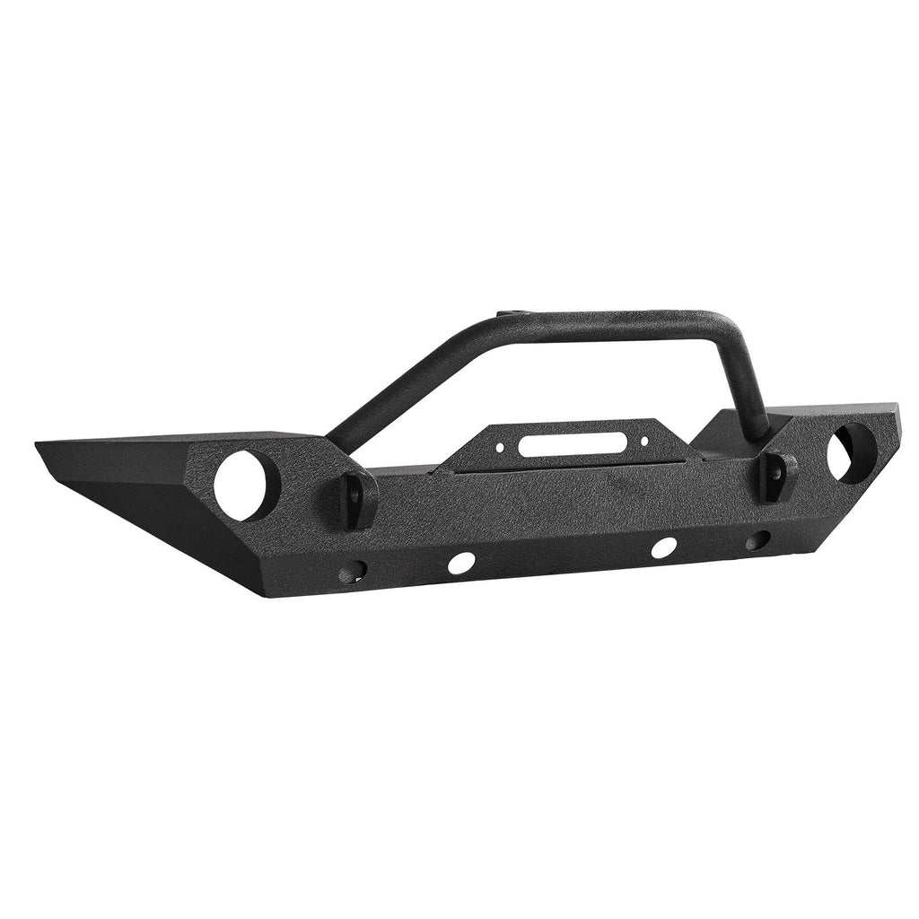 Front Bumper Compatible with 2007-2018 Wrangler JK/JKU - with Winch Plate, D-Ring Mounts & Fog Light Housing, Heavy-Duty Steel Front Bumper with E-Coating