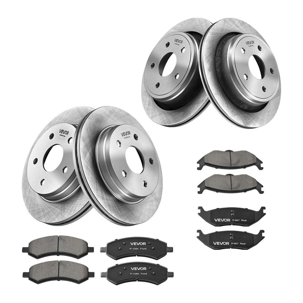 Front & Rear Brake Kit Ceramic Brake Pads & Hollow Brake Rotors Kit, Compatible with 2007-2009 Dodge Durango & Chrysler Aspen, 2011-2018 Ram 1500 (5-Lug), 2019-2023 Ram 1500 Classic