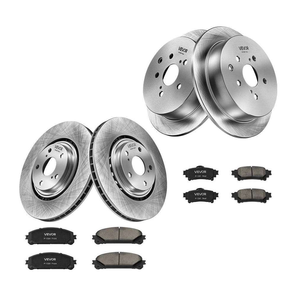 Front & Rear Brake Kit Ceramic Brake Pads & Hollow Brake Rotors Kit, Compatible with 2010-2015 Lexus RX350, 2010-2015 Lexus RX450H, 2015-2019 Toyota Highlander, 2011-2020 Toyota Sienna