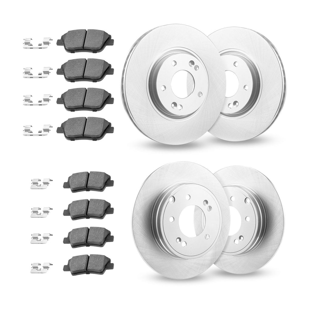 Front & Rear Brake Kit Compatible with 2011-2014 Hyundai Sonata, 2015 Hyundai Sonata (Hybrid, Hybrid Limited; Non-Turbo; Models w/Manual Parking Brake), Hollow Brake Rotors & Solid Rear Rotors
