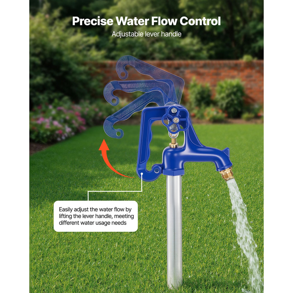 Frost Proof Yard Hydrant, 5.24FT Freeze-Proof Outdoor Faucet with 36" Bury Depth, 3/4" NPT Pipe Connection, Lever Handle + Handwheel, No Lead Freezeless Hydrant for Yard Garden Farm Irrigation image 2