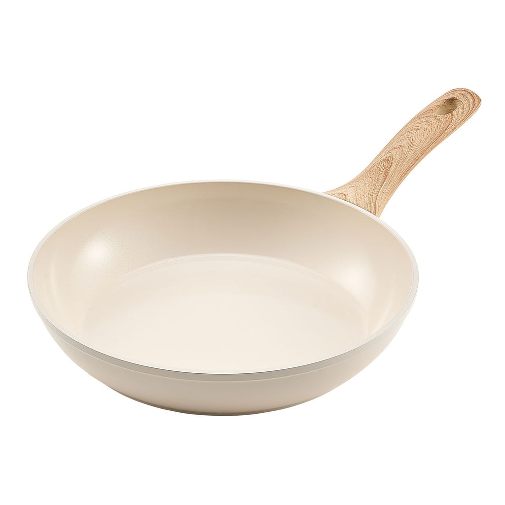 Frying Pan Skillet, Aluminum Egg Fry Pans, 3 Piece (8, 9.5, 11 in), Nonsitck Ceramic Heavy-Duty Skillets with Heat-Resistant Handle, Chef's Kitchen Cookware for Gas, Electric, Induction, Beige