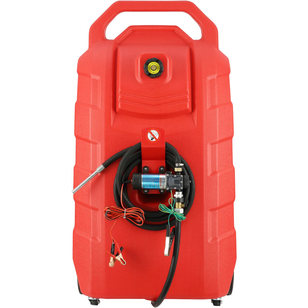 Fuel Caddy, 32 Gallon, Portable Fuel Storage Tank On-Wheels, with 12V DC Transfer Pump, Gasoline Diesel Fuel Container with 8.2 ft Hose, Flow Rate 7L/min, for Trucks, Boats, Lawn Mowers