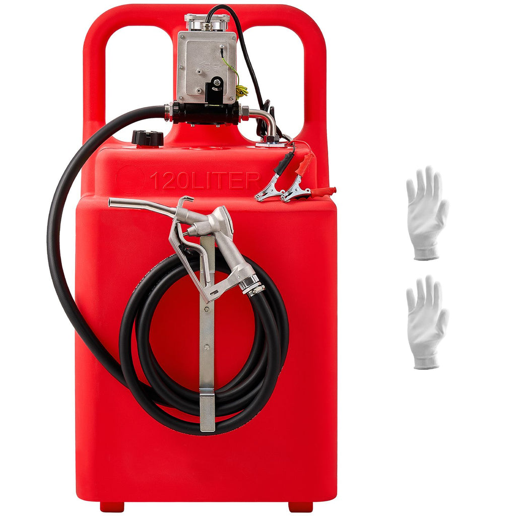 Fuel Caddy, 32 Gallon, Portable Fuel Tank with 12V DC 15 GPM Electric Fuel Transfer Pump, 13 ft Delivery Hose & Aluminum Alloy Manual Nozzle, Gas Caddy for Motorboats, ATVs, Diesel & Gasoline