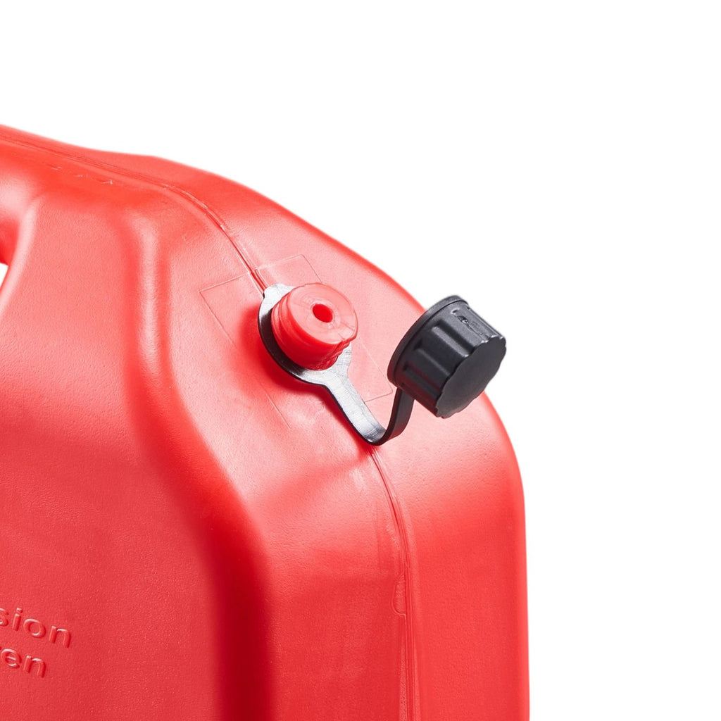 Fuel Container, 2.6 Gallon, Gas Can with Spout and Lockable Bracket, 15 L/min Max Flow Rate, Secure & Leak-proof, Portable Flat Fluid Container for Most Cars Motorcycle ATV UTV, Red image 2