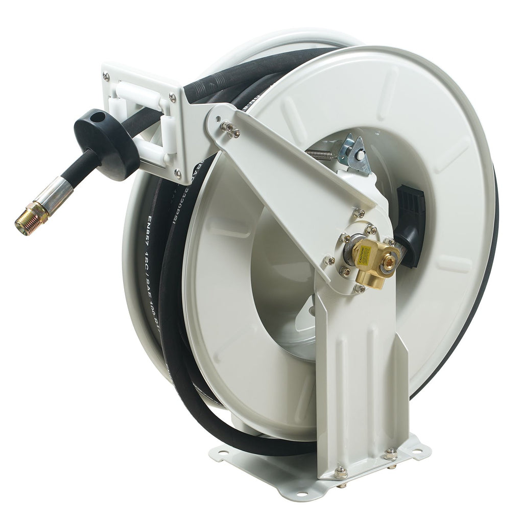 Fuel Hose Reel, 1/2" x 50', Extra Long Retractable Machine Oil Hose Reel, Spring Driven Auto Swivel Rewind, Heavy-Duty Carbon Steel Construction with Hose for Auto Repair, Industries, 2300 PSI