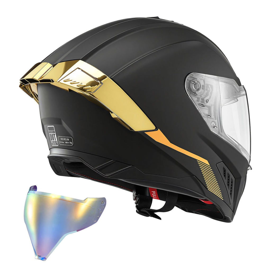 Full Face Motorcycle Helmets, Dual-Visor Motorcycle Street Bike Helmet, Lightweight Comfortable Motocross Dirt Bike Helmet for Adults Men and Women - DOT & ECE Approved (XL Size)