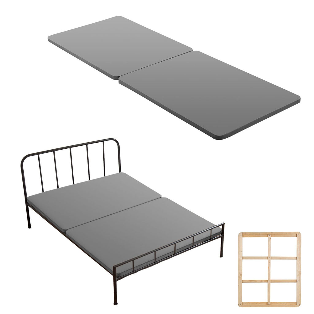 Full Size Bunkie Board, 1.5 in Bed Board Slats with 200D Oxford Cloth, Wooden Mattress Support for Full Size Bed, Easy Assembly Support under Mattress, 2 Piece, Gray