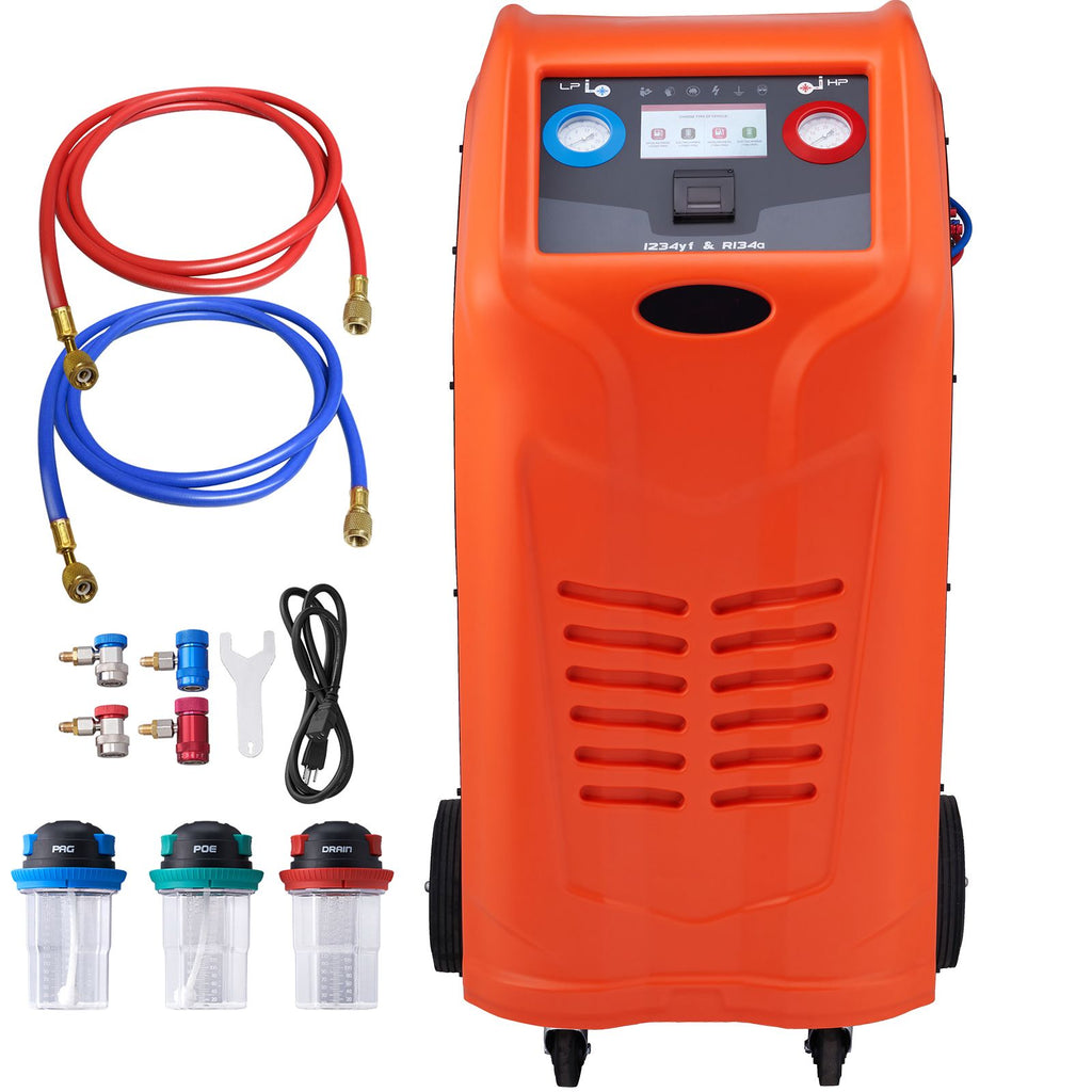 Fully Automatic Refrigerant Recovery Machine for R134A+R1234YF - AC Recovery Machine Kit Built in Electronic Scale/Compressor/Recovery Tank, Recovery Machine HVAC Dual Cylinder