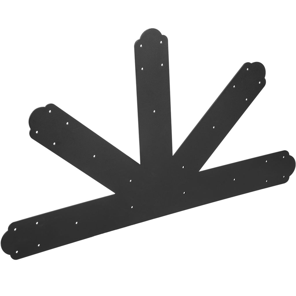 Gable Plate, Black Powder-Coated Truss Connector Plates, 12:12 Pitch Gable Bracket, 4 mm / 0.16\" Steel Truss Nail Plates, Decorative Gable Plate with Bolts for Wooden Beam Use