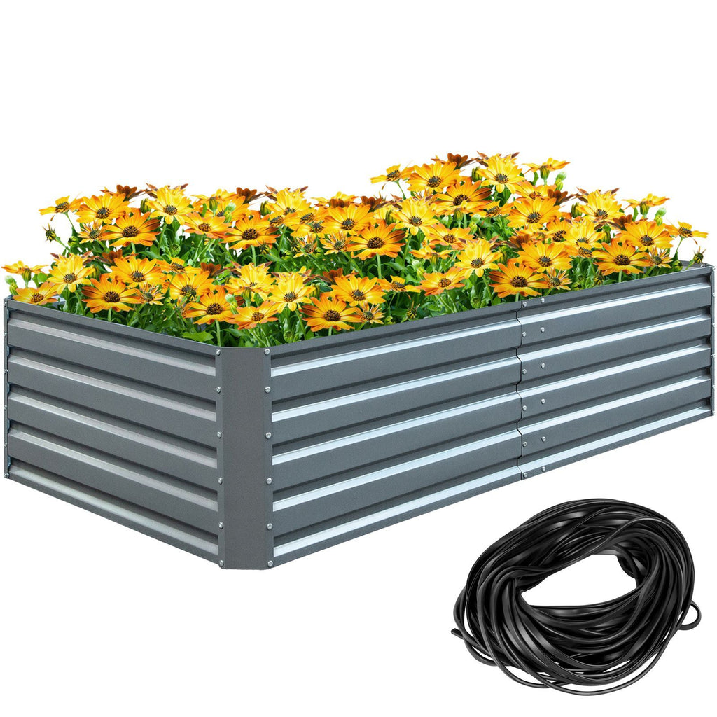 Galvanized Raised Garden Bed, 80\" x 40\" x 19\" Metal Planter Box, Gray Steel Plant Raised Garden Bed Kit, Planter Boxes Outdoor for Growing Vegetables,Flowers,Fruits,Herbs,and Succulents