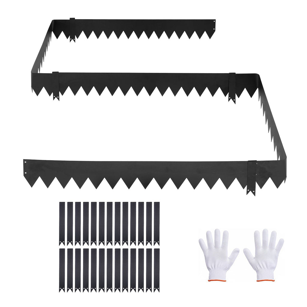 Galvanized Steel Landscape Edging, 30-Pack 40 x 6 Inch Metal Edging for Landscaping with 32 Mounting Clips, Heavy Duty Metal Garden Edge Border for Flower Bed, Yard Pathway, Black