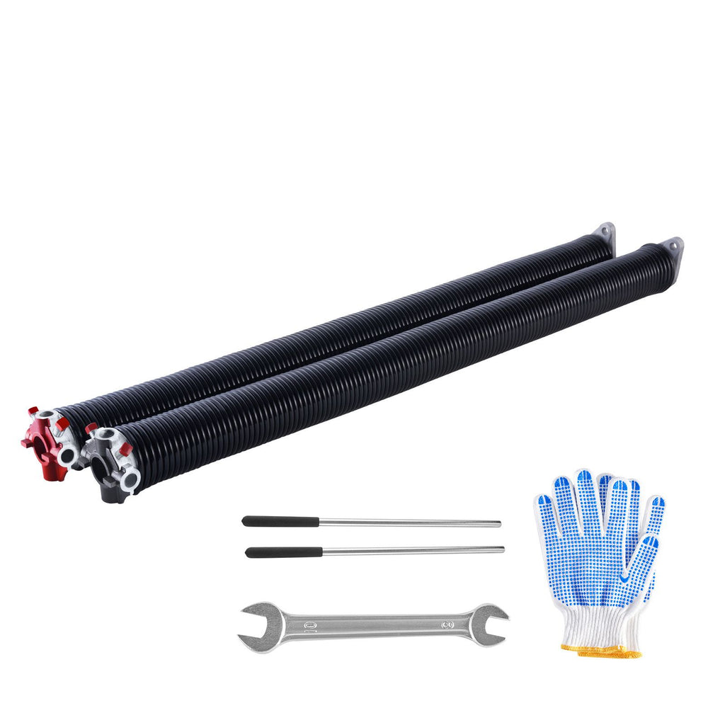 Garage Door Torsion Springs, Pair of 0.234 x 2 x 31 in, 16000 Cycles, Electrophoresis Black Coated for Replacement, Garage Door Springs with Non-Slip Winding Bars, Gloves and Mounting Wrench