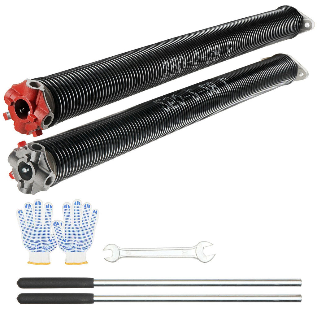 Garage Door Torsion Springs, Pair of 0.25 x 2 x 28inch, Garage Door Springs with Non-Slip Winding Bars, 16000 Cycles, Gloves and Mounting Wrench, Electrophoresis Coated for Replacement