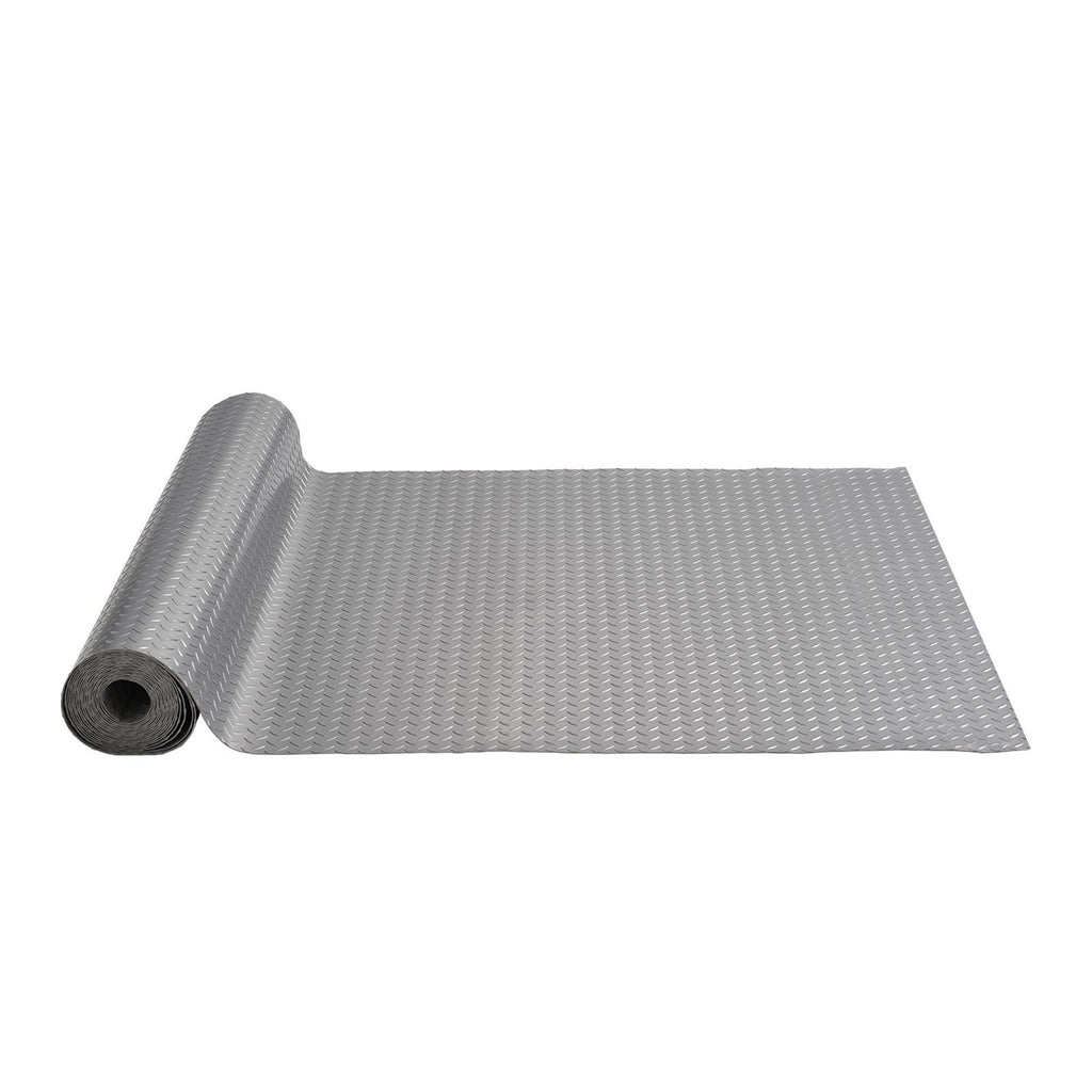 Garage Floor Mat, 303.15 x 43.31 inch PVC Garage Flooring Roll, Non-slip Diamond Texture, 91.17 sq.ft Covering Space, Garage Mats for Under Cars, for Gyms Boats Car Trailer, Silver
