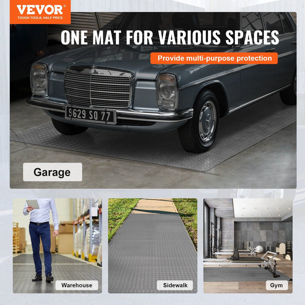 Garage Floor Mat 4.9x19ft Vinyl Garage Flooring Roll Anti-Slide Diamond Texture Gray Garage Mats for Under Car 93 sqft Covering Space DIY PVC Garage Floor Mat for Gyms Boats Car Trailer image 2