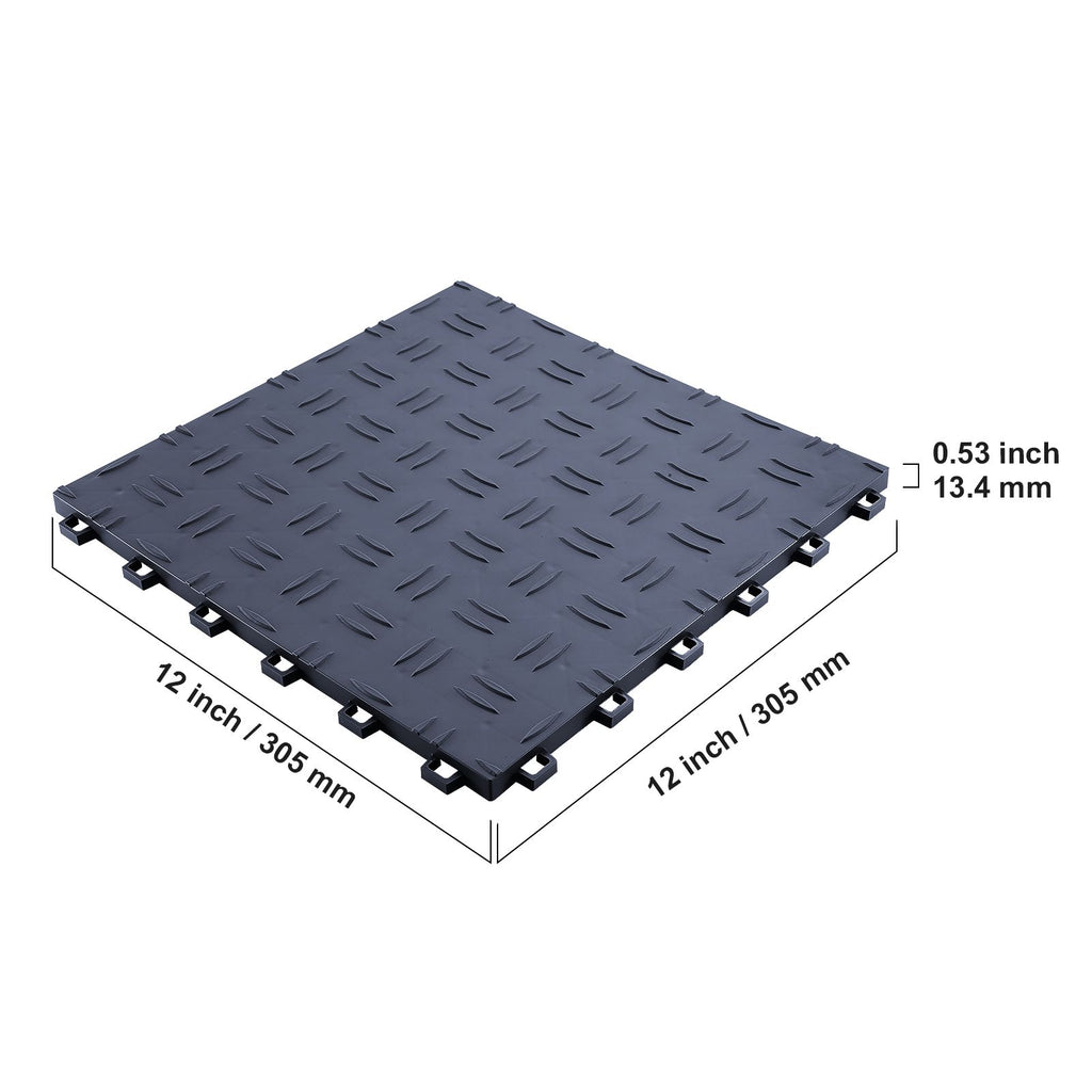 Garage Tiles Interlocking, 12 x 12 x 0.53 inch 25 Pack Garage Floor Covering Tiles, Non-Slip Double-Sided Texture Garage Flooring Tiles, for Garages, Basements, Repair Shops, Graphite Gray