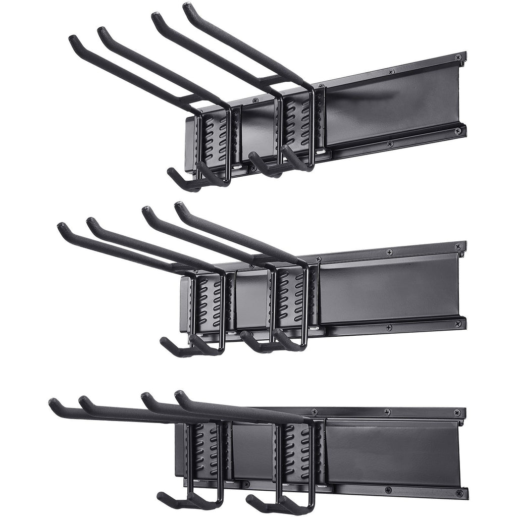 Garage Tool Organizer, 800 lbs Max Load Capacity, Wall Mount Yard Garden Storage Rack Organization Heavy Duty with 6 Adjustable Hooks and 3 Rails, for Garden Tools, Shovels, Trimmers, and Hoses